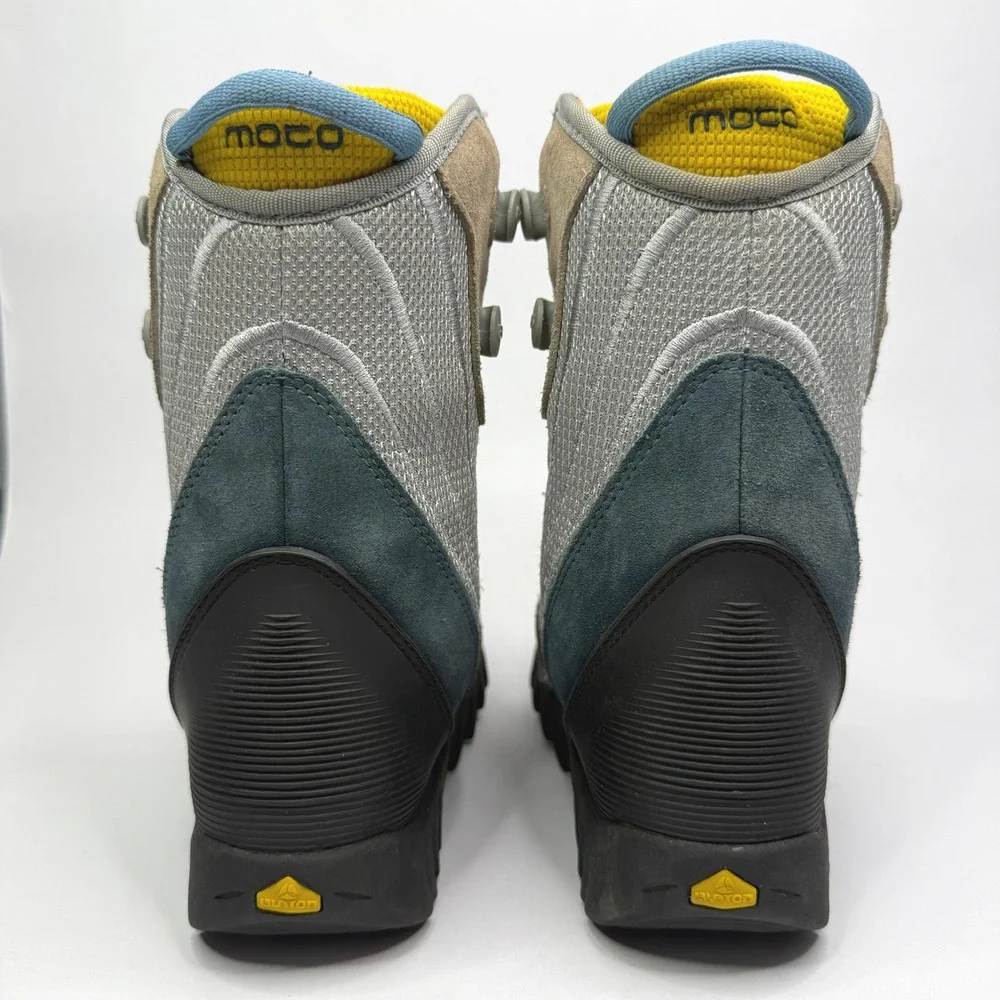 Burton Moto Snowboard Boots Kids 2 Grey Blue Yellow Lace Up